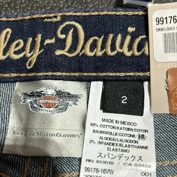 Harley Davidson Midrise boot cut,metallic thread embellished back pockets - Picture 11 of 14